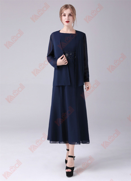 two piece blue black evening dress
